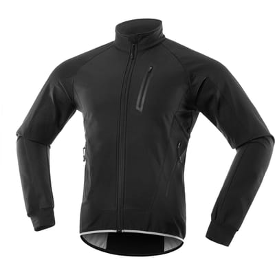 Heren Fietsjack Waterdicht Winddicht Thermisch Fleece Fietstrui MTB Fietsen Hardlopen Herfst Winter Jas XL zwart