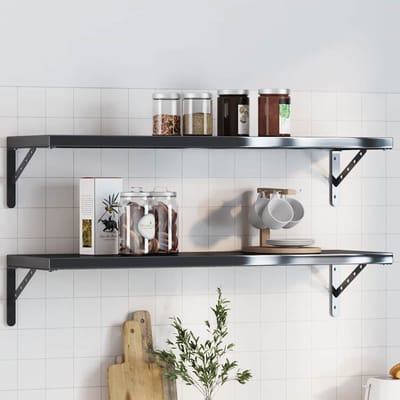vidaXL - Plankdragers - 4 - st - 30x2,5x15,5 - cm - roestvrijstaal - zwart