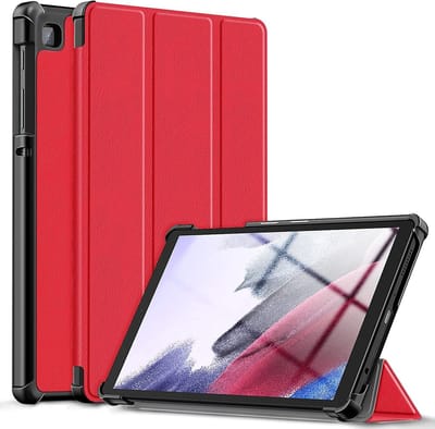 Hoesje Geschikt Voor Samsung Galaxy Tab S6 Lite Hoes Rood Smart cover 2024 - Hoesje Geschikt Voor Samsung Galaxy Tab S6 Lite 2022 Hoes - tri-fold Bookcase Hoes Cover - Tab S6 lite hoes