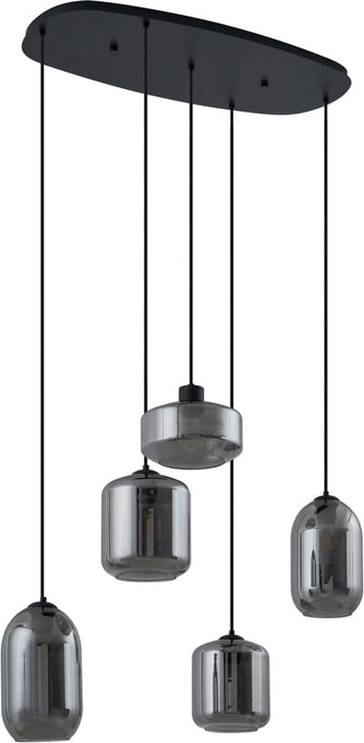 QAZQA sheena - Moderne Hanglamp - 5 lichts - L 90 cm - Zwart - Woonkamer | Slaapkamer | Keuken