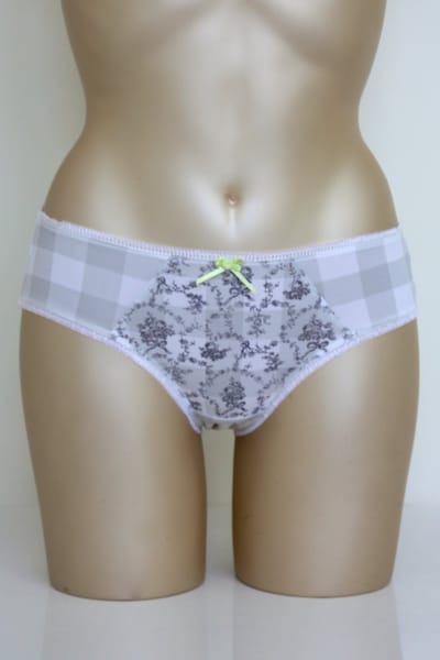 Freya - Adele - slip - grijs-wit geblokt zwarte borduursel - maat S(36)