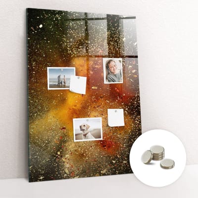 Tulup Glassboards - Een explosie van smaak Magneetbord - 70 cm x 100 cm - Oranje Magneetbord Foto - Gratis 5 Sterke Magneten - Wanddecoratie Kantoor - Magnet Board - Magneetbord Muur - Productiviteit Tools - Magnetisch Memobord