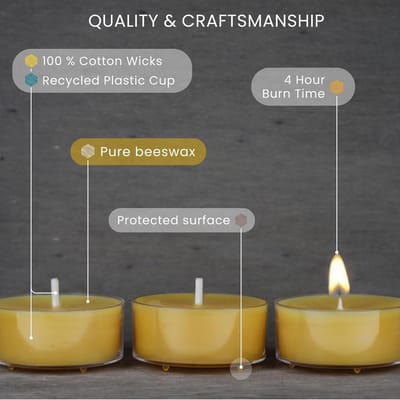 Candala bijenwaskaarsen - bijenwas theelichtkaarsen met katoenen lonten - 4 uur brandtijd - 24-delige bijenwaskaarsenset - bijenwas stemkaarsen met gerecycled plastic - Pure bijenwaskaarsen van Danilovo