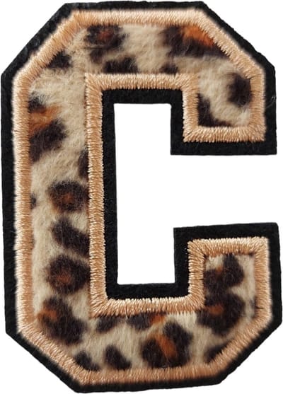 Strijk Embleem Alfabet Patch - Letter C - Panterprint - 6cm hoog - Letters Stof Applicatie - Geborduurd - Strijkletters - Patches - Iron On