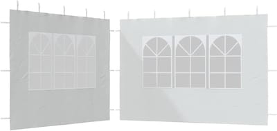 Partytent Zijwanden - Tent Panel - Feest Bescherming - Met Ramen - 2 Stuks 300x195cm - Wit