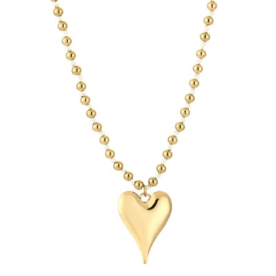 Ketting - bolletjes - beige - big hart - cadeau tip