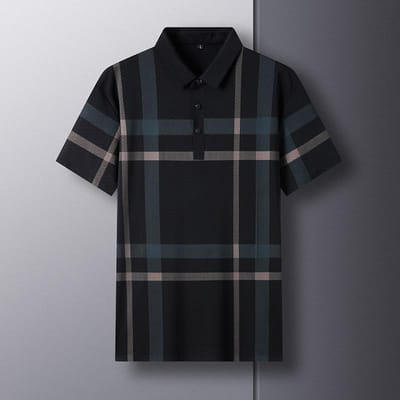 Ijszijde Poloshirt Heren Zomer Papa Kleding Zakelijk Casual Middenleeftijd Heren Korte Mouw Revers T-shirt L black