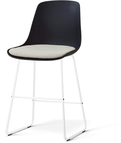 Nolon Nino-Liv barkruk zwart met naturelbeige Zitkussen - wit onderstel - 65 cm
