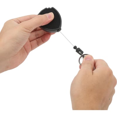 Porte-clés rétractable d'extérieur avec clip arrière Corde résistante à l'usure à haut rebond extensible antivol brown