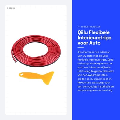 Dailygoods- Interieurstrip Hoogwaardige Latex - Flexibele Decoratieve Strip - Universele Pasvorm - Eenvoudige Installatie - Totale Lengte 5 Meter - Verfraai uw Auto - Auto Decoratie