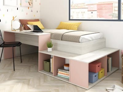 Vente-unique Combinatiebed hout roze 90 x 200 cm RIGALI