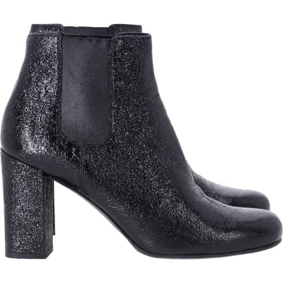 Saint Laurent Hoge Hak Chelsea Boots in Zwart Leer