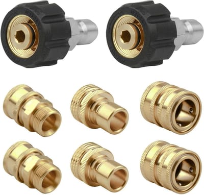 Hogedrukreiniger Adapter Set - Snelkoppeling Kit - Efficiënt Reinigen - Messing Constructie - 8 Stuks - Messing