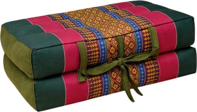 Draagbaar meditatiekussen – hard & stevig kapok – opvouwbaar zitkussen – yoga & meditatie – compact vloerkussen