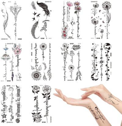 Dailygoods- Tijdelijke Tattoos - 10 Zelfklevende Tattoos - Watervaste Stickers - Tatoeages Volwassenen - Unisex - Afmeting 16x9cm