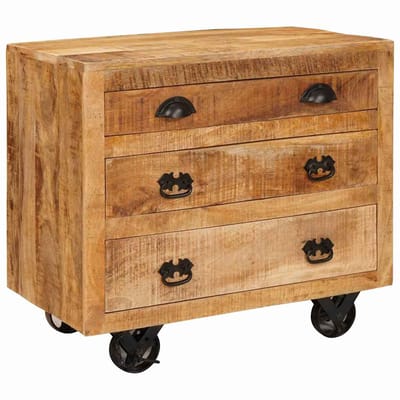 vidaXL - Bijzetkast - met - lade - Bruin - 70 - x - 38 - x - 63 - cm - massief - mangohout