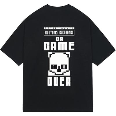 Été Nouveau Dessin Animé Imprimé Amusant Marque Tendance T-shirt Ample à Manches Courtes pour Homme et Femme XXL noir