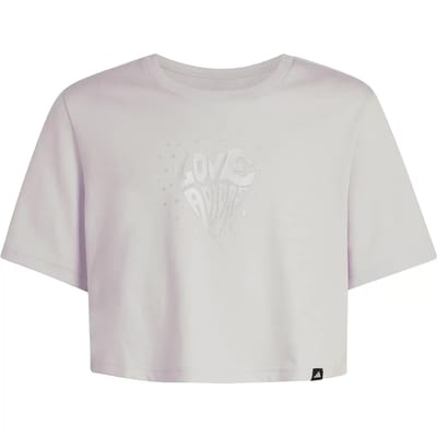 Adidas Everyday Glam Cropped Graphic T-shirt Met Korte Mouwen Grijs 14-15 Years Meisje