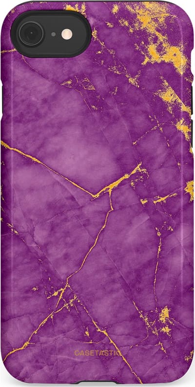 Casetastic hoesje geschikt voor Apple iPhone SE / Apple iPhone 7 / Apple iPhone 8 - Dubbellaagse bescherming - Paarse Marmer - Fashion Case - Lavendel Goud