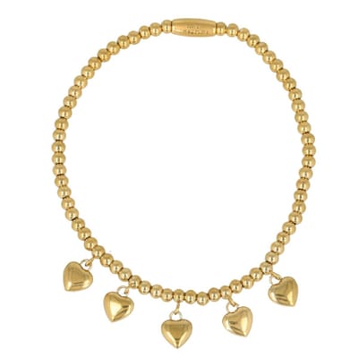 My Bendel - Elastische Armband met Harten Bedels - Stijlvol Accessoire - met Luxe Cadeauverpakking | Sieraden Voor Dames