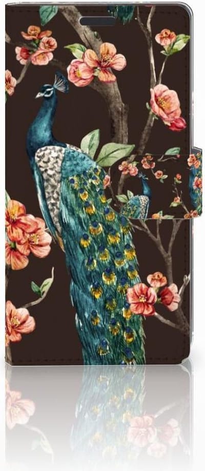 Sony Xperia Z3 Telefoonhoesje met Pasjes Pauw met Bloemen
