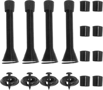 4x Deurstopper Set met 8x Vervangende Rubberen Koppen - Metalen Veerveiligheid voor Kinderen