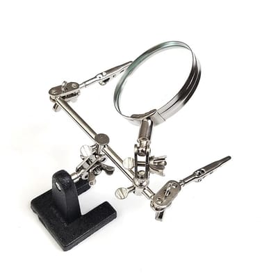 Dailygoods- Derde Hand - 8x Vergrootglas - Krokodillenklem - Verstelbare Verbindingen - Zware Gietijzeren Basis - Handig voor Solderen - Solderingshulp