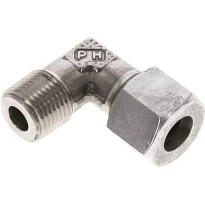 1/2'' NPT Buitendraad x 14S RVS Elbow 90deg Snijring 630 Bar DIN 2353 - FL2E-MC-ST-012N-14-S