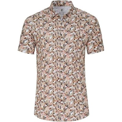 Desoto Overhemd Bold Flowers Pattern Olive-Orange / male