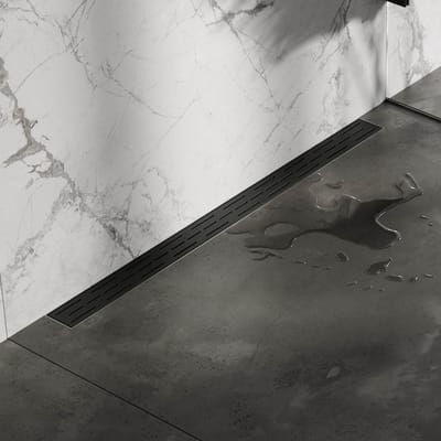 Brauer Douchegoot met Standaard Rooster en Flens Voor Wandmontage - 90 cm - Zwart