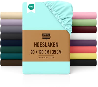 Dailygoody - Onderlaken - Geborstelde Microvezel - Wellnessblauw - 90 x 190 cm - Geschikt voor Dik Matras - Comfortabel en Ademend
