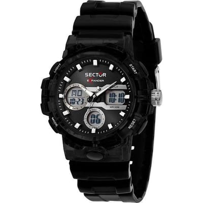 Montre homme Sector Ex-46 Bracelet Silicone Cadran Noir Quartz R3251242505 black
