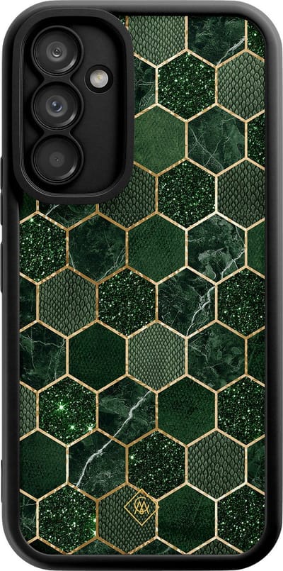Casimoda® hoesje - Geschikt voor Samsung Galaxy A54 - Kubus Groen - Zwart TPU Backcover - Geometrisch patroon - Groen
