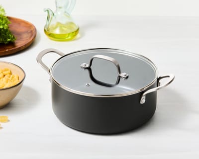 ISENVI Murray Kookpan met Deksel - 24 cm - Keramisch - RVS Greep - Geschikt voor Inductie - PFAS, PTFE Vrij