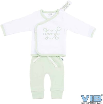 VIB® - 2-Delig setjes - I Love You (Mint) - Babykleertjes - Baby cadeau - zwangerschap aankondiging - geboorte cadeau