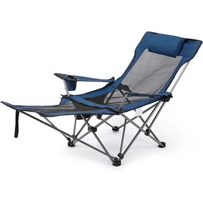 2 in 1 opvouwbare kampeerstoel Draagbare verstelbare ligstoel met verwijderbare voetensteun voor Type 2  (mesh seat )