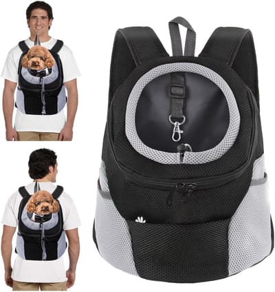 SNJY® Hondenrugzak - Hondentas - Hondendraagzak - Reismand Kat - Maat: L - Tot 9kg - Ruglengte: 35-43 cm - Zwart