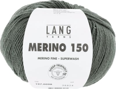 Lang Yarns Merino 150 - 98 olijfgroen - Merinowol Garen