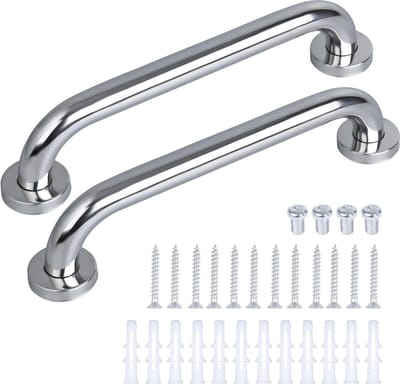 2x roestvrijstalen wandbeugel badkamer - Douche handgreep - 33 cm - Hulpmiddelen voor ouderen - Wandbeugel handgreep - Zilverkleurig .