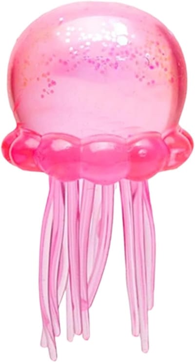 Glinsterende neon-kwal fidget speelgoed met lange tentakels, rekbaar sensorisch knijpdier met glitterdeeltjes voor kinderen en volwassenen, ideaal cadeau voor kantoor, thuis, paascadeau（roze）