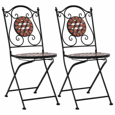 vidaXL - Mozaïek - klapstoelen, - 2 - stuks, - bruin - keramiek