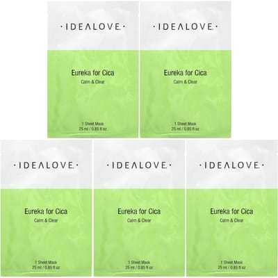 Idealove, Eureka For Cica, 5 masques en tissu de beauté, 25 ml (0,85 fl oz) chaque green