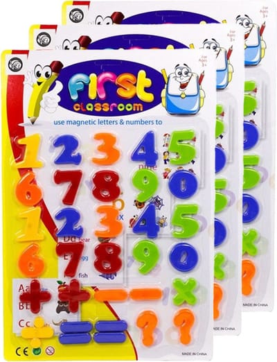 Concorde Magnetische cijfers/rekenen set - 3x - regenboog kleuren - 4 cm