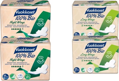 Vuokkoset Bio - Maandverband - Long Wings/Night Wings - 100% Bio - Absorberend - Vleugels