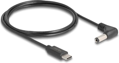 USB-C - DC plug haaks kabel | 5,5 x 2,5mm | max. 5V/1A (5W) | zwart | 1,5 meter