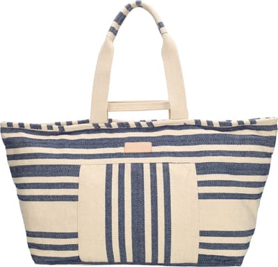Zebra Trends Richelle Strandtas XL - Ritssluiting - Grote Shopper - Canvas Beach Bag - Ibiza - Navy / Crème