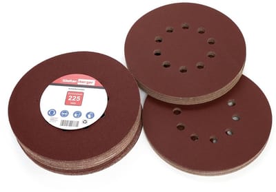 Slijpschijven Set - Schuurpapier Rond - Gipsplaat Schuren - 10 Gaten Systeem - 225 mm Diameter - Rood