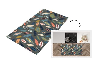 Keukenloper - Loper keuken - Patroon - Blaadjes - Pastel - 120x60 cm - Keukenloper vinyl