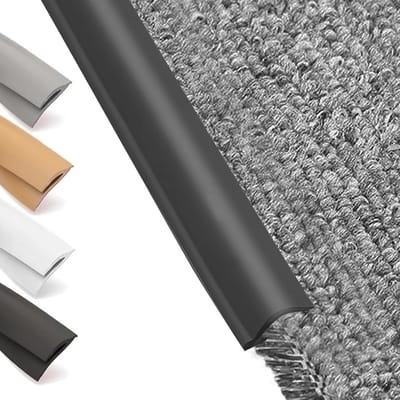 Zelfklevende vloerafwerking, PVC overgangsstrips voor tapijt en houten vloeren, randafwerking voor vloerbedekking en vloermatten, zwart (3m)