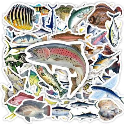 Gemengde Vis Visstickers Oceaanvis DIY Speelgoed Cadeau Decoratieve Sticker voor Telefoon Laptop Flessen Bagage Waterdicht white